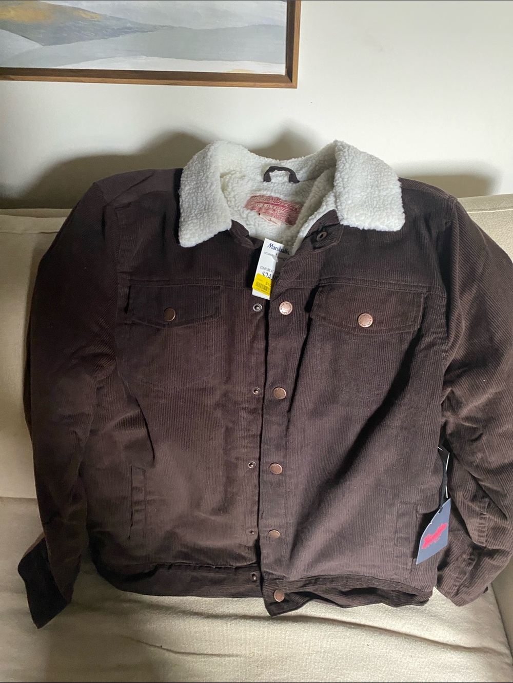 Brown Corduroy Sherpa-Trim Jacket